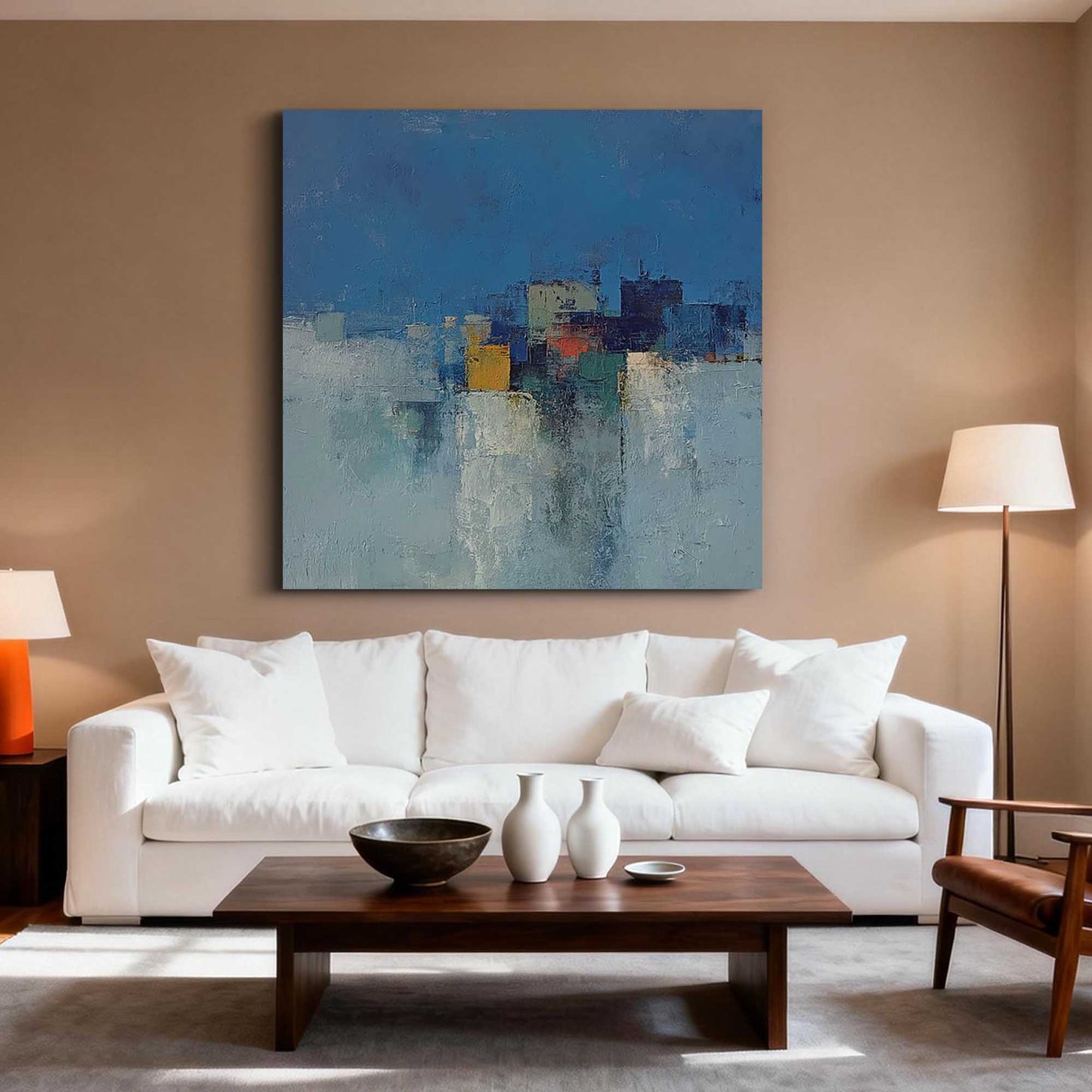 Cobalt Horizon Abstract Cityscape