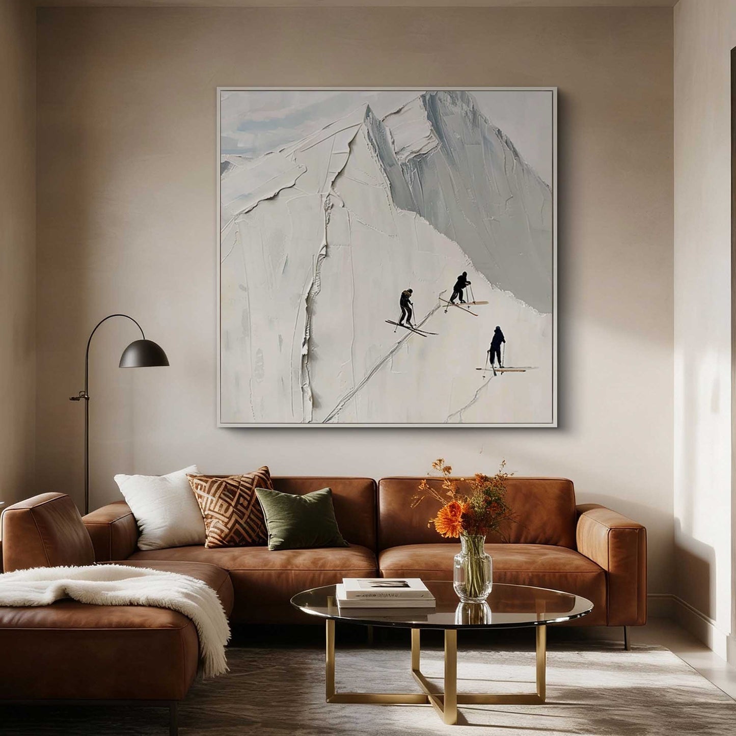 Alpine Skiers Textured Painting