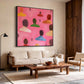 Crowd on Pink Abstract Painting