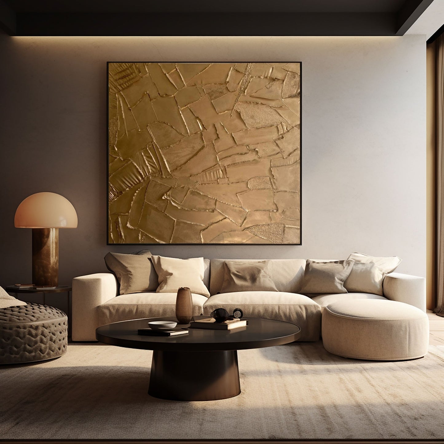 Golden Fragment Textured Abstract Painting