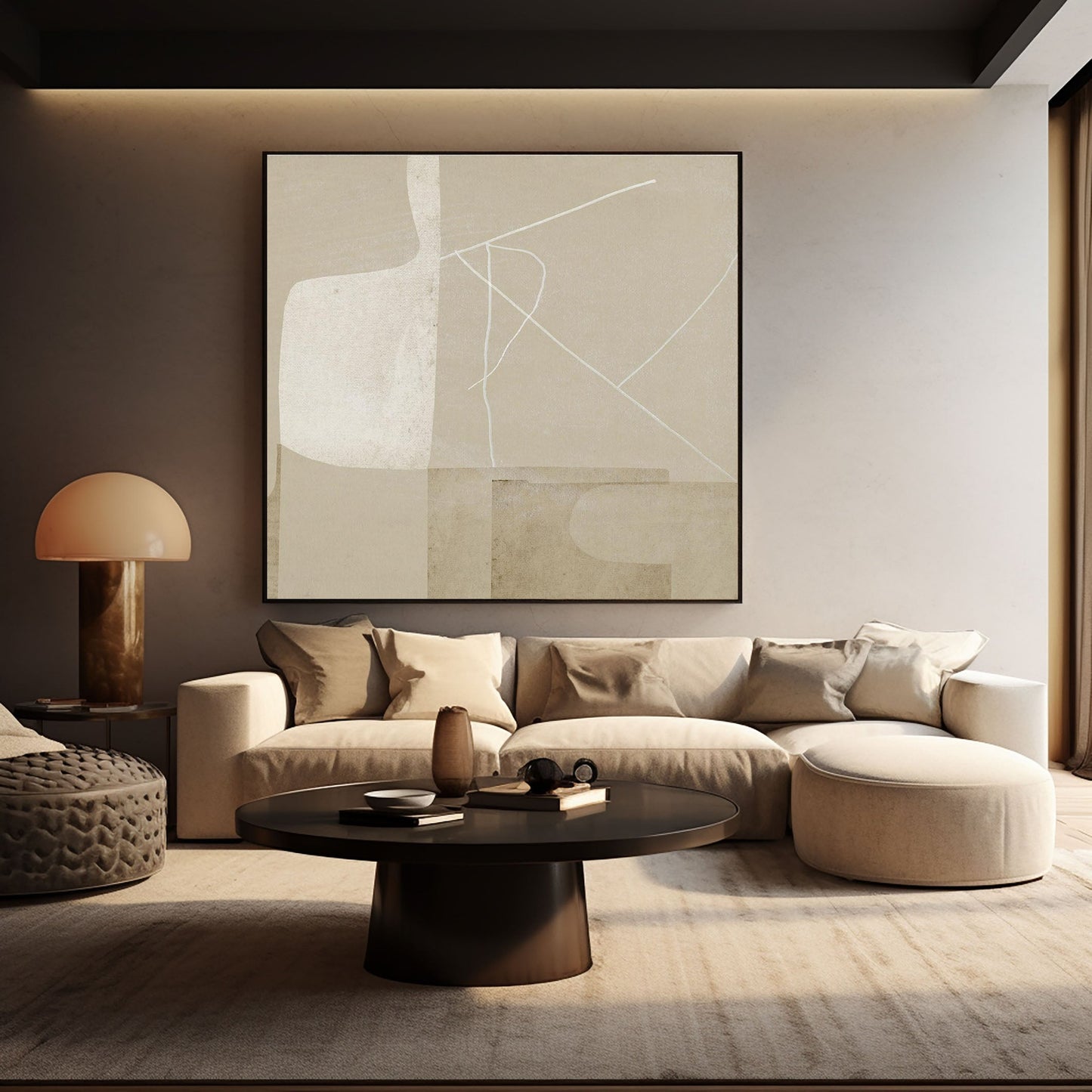 Soft Taupe Minimal Abstract Painting