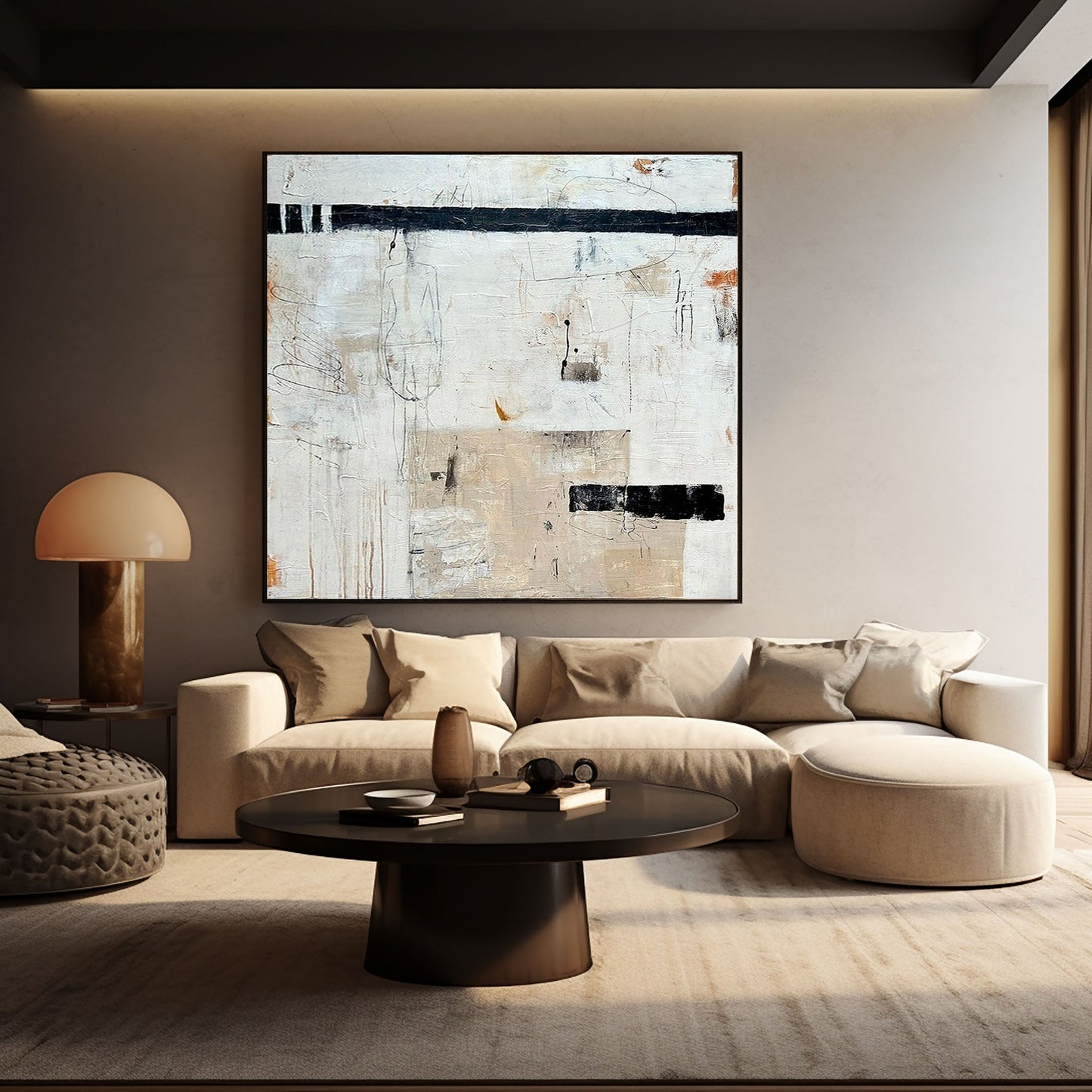 Silent Horizon Neutral Abstract Painting