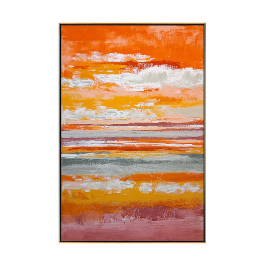 Fiery Sunset Sky Abstract Canvas Art