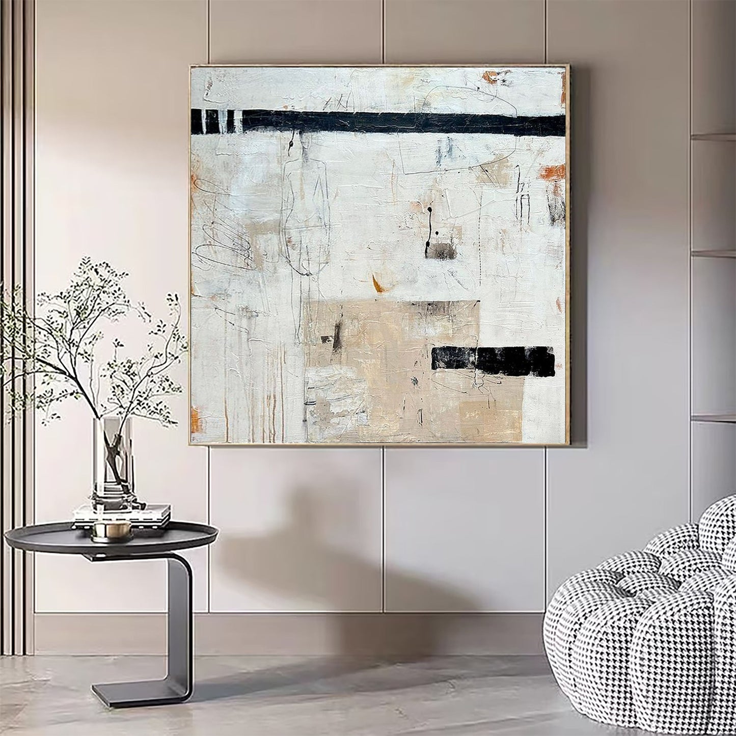Silent Horizon Neutral Abstract Painting