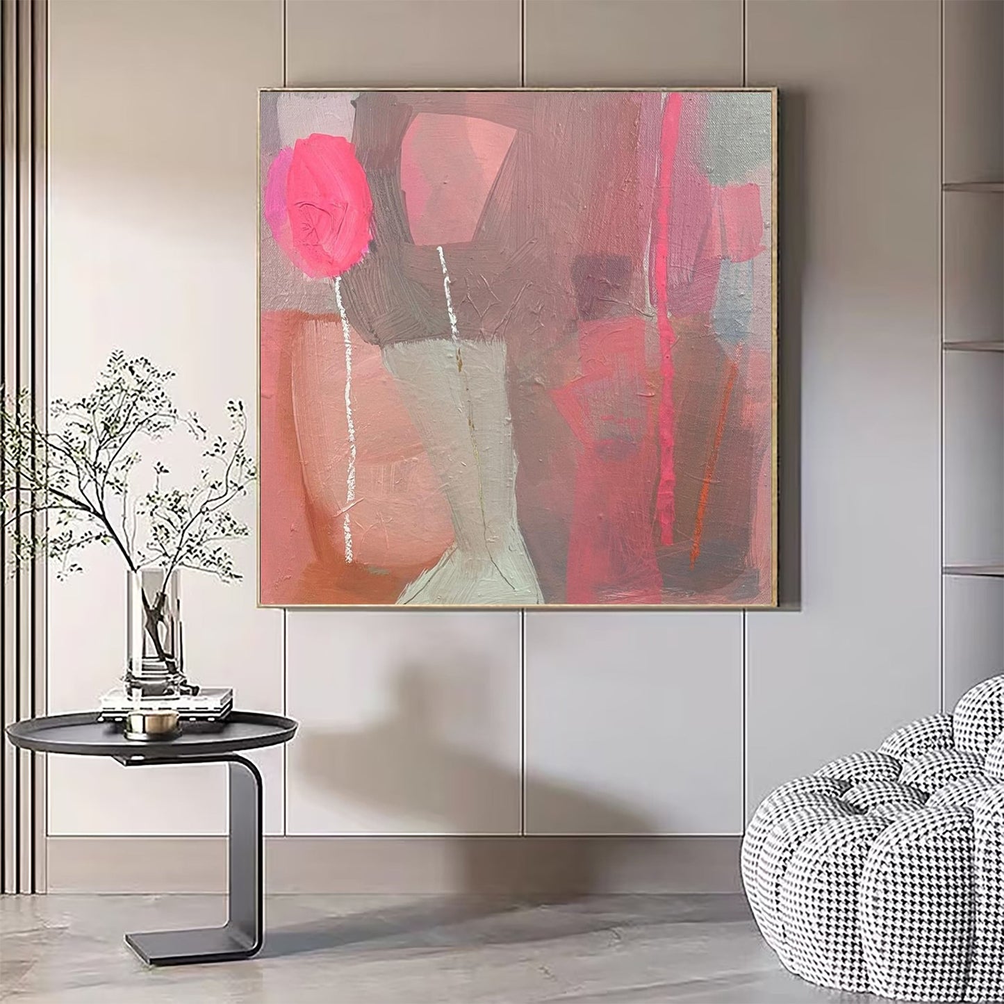 Blush Silence Pink Abstract Painting