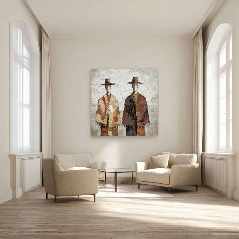 Twin Tradition – Textured Cultural Figurative Painting