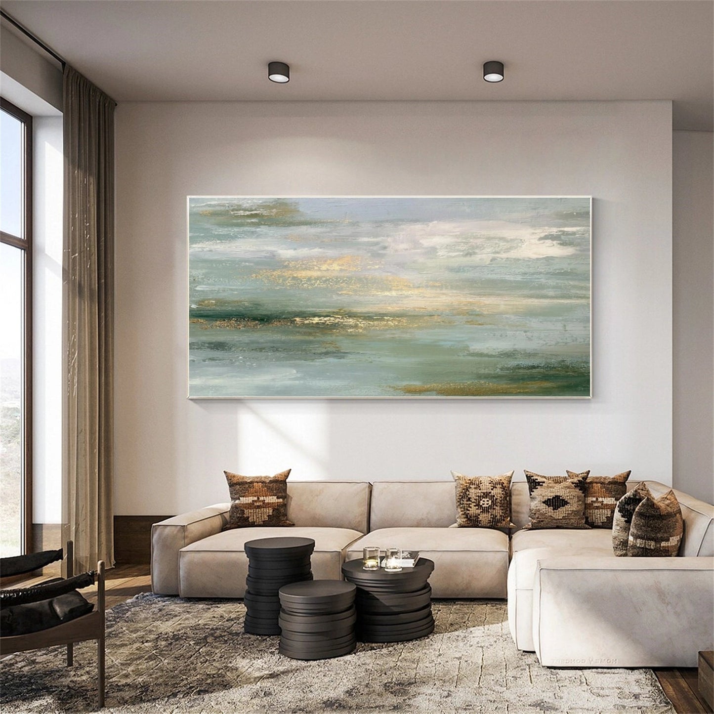 Golden Mist Seascape Abstract Painting