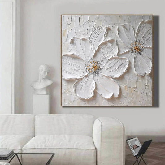 Ivory Petal Whisper Floral Abstract Painting