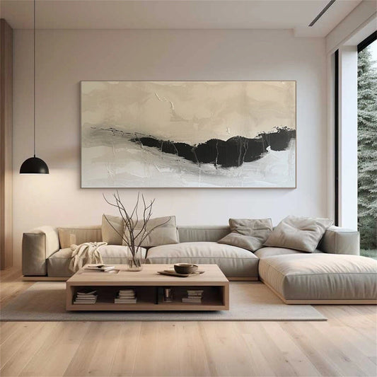 Silent Horizon Beige Abstract Painting