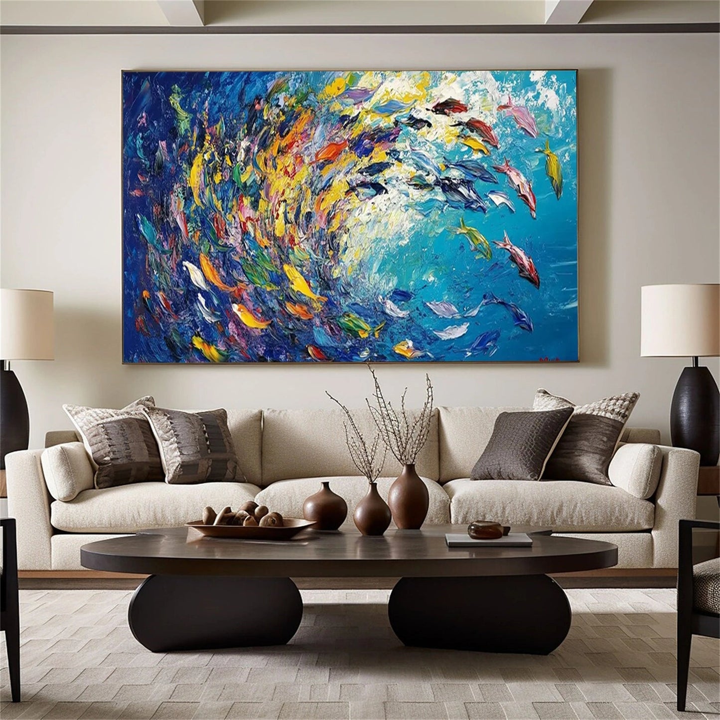 Radiant Ocean Swirl Abstract Painting