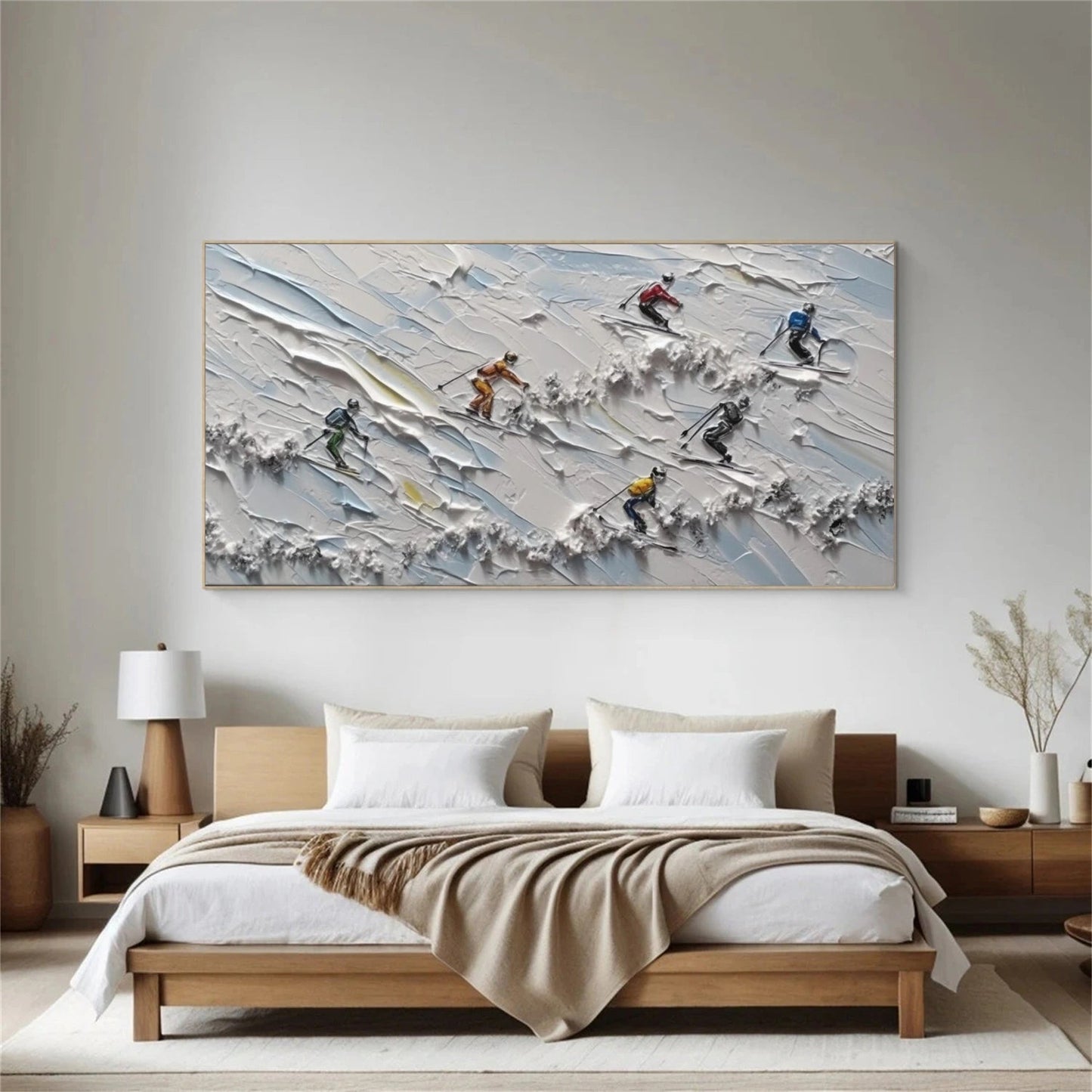 Powder Rush – Skiers Textured Winter Painting