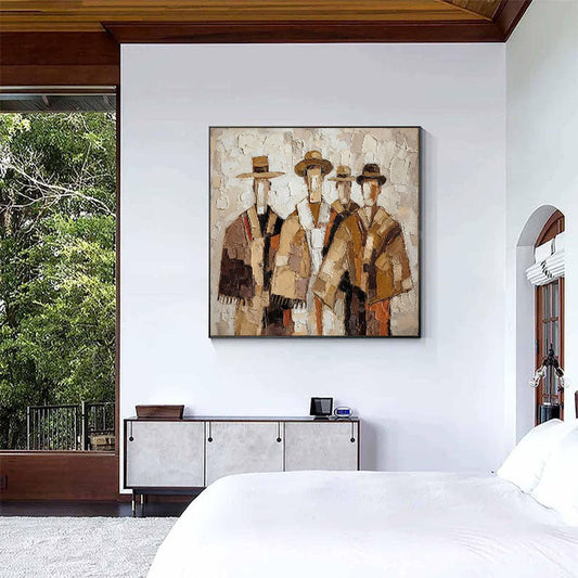 Folk Harmony – Textured Cultural Figure Art Painting