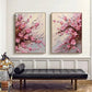 Set of 2 Soft Blush Petal Motion Floral Diptych Painting