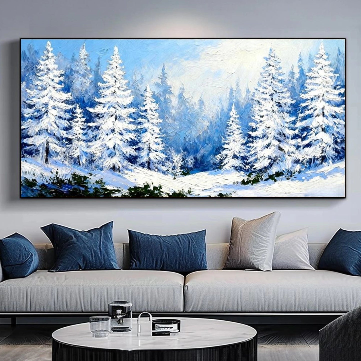 Silent Snowfall Pine Forest Painting