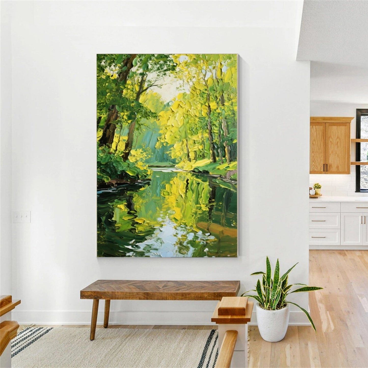 Verdant Light Forest Reflection Painting