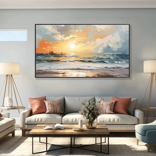 Golden Tide Sunrise Seascape Painting