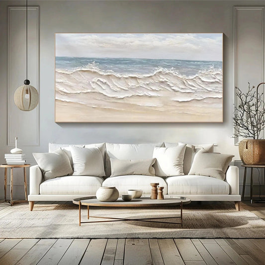 Creamy Shoreline Waves – Textured Coastal Painting