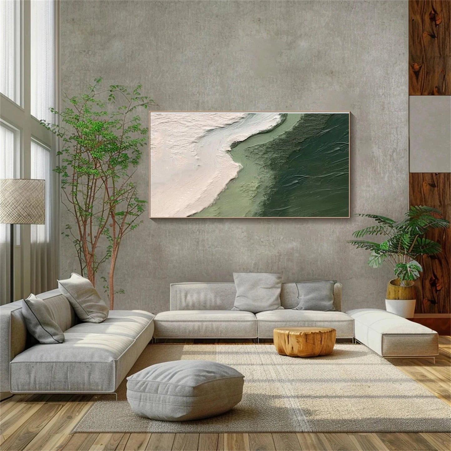 Emerald Shore Green Abstract Seascape Painting