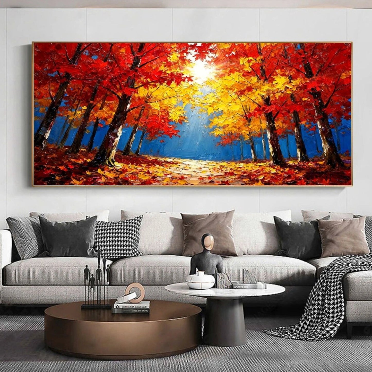 Autumn Firelight Forest Landscape Painting