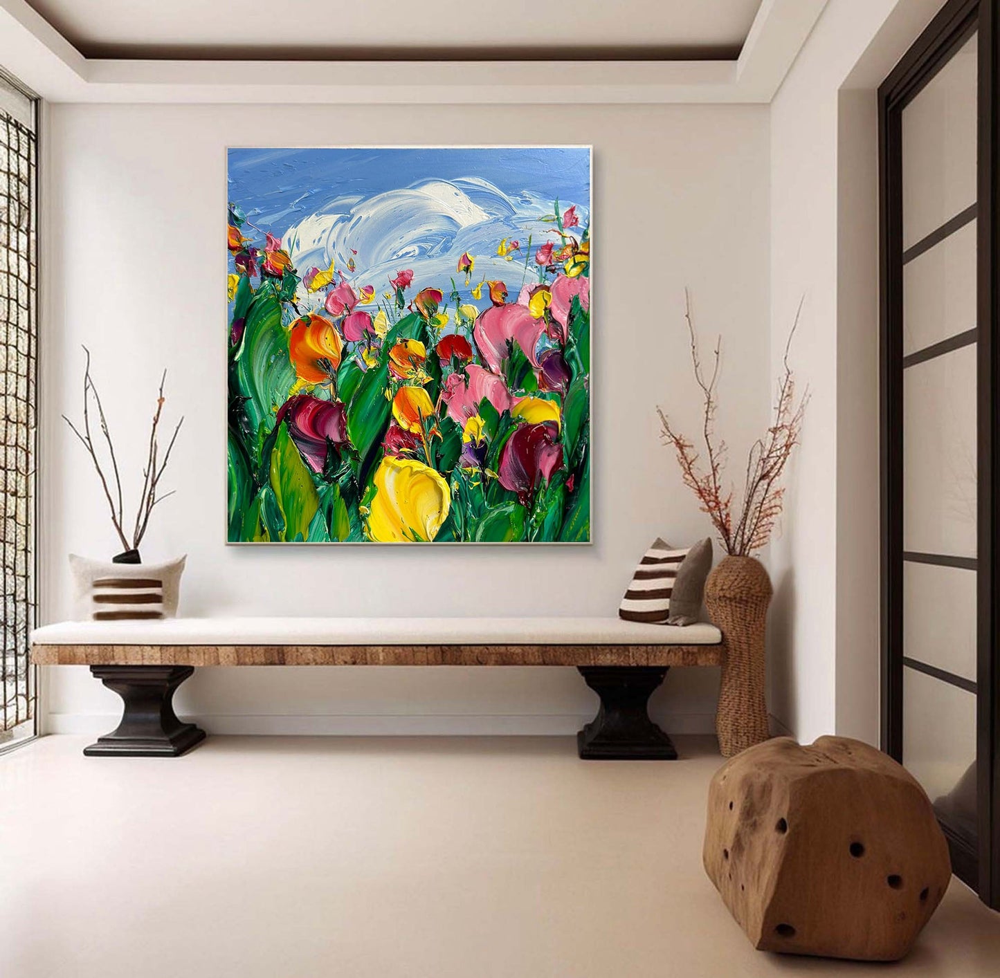 Sky Meadow Tulip Texture Painting