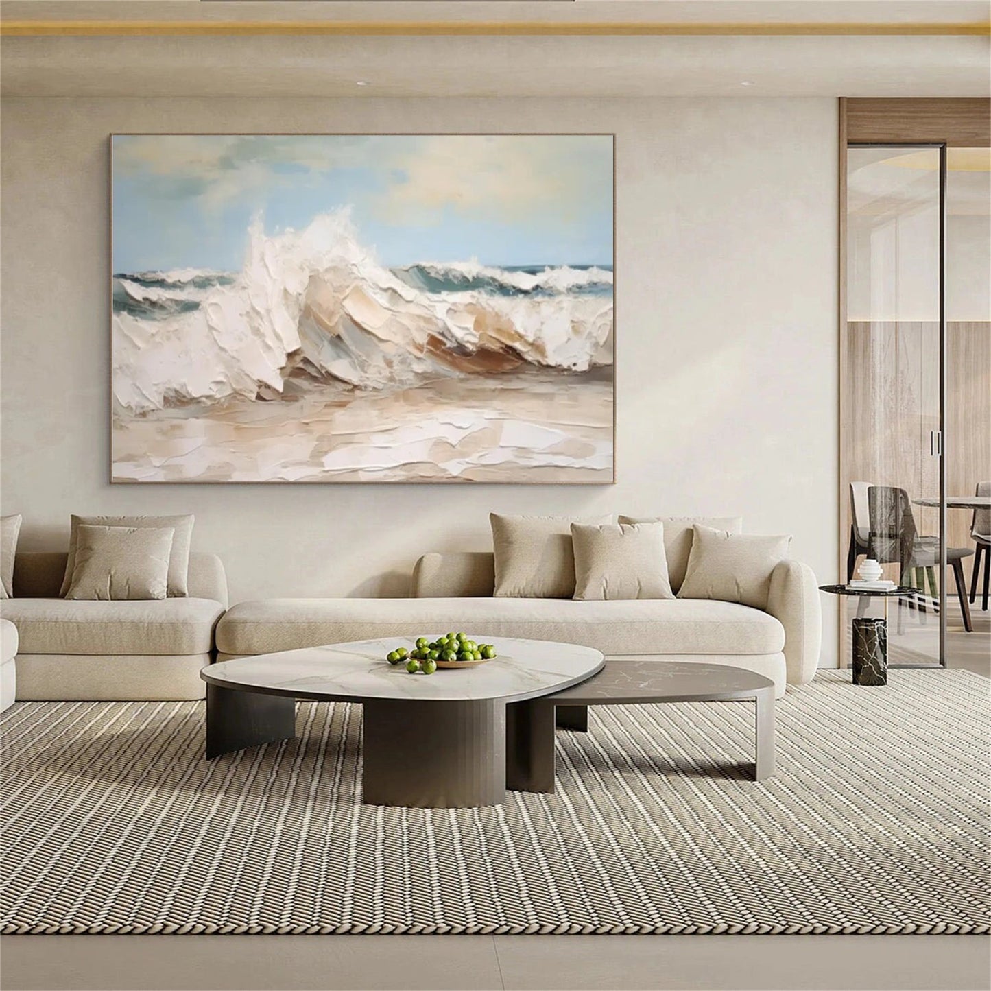 Soft Tide Neutral Seascape Painting