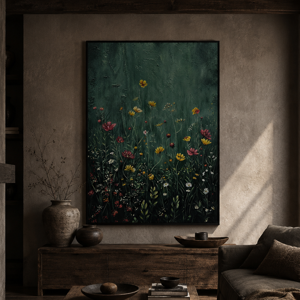 Twilight Meadow Floral Painting