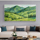 Emerald Peaks – Textured Green Mountain Landscape Painting