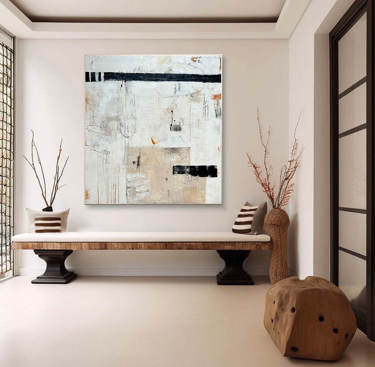 Silent Horizon Neutral Abstract Painting