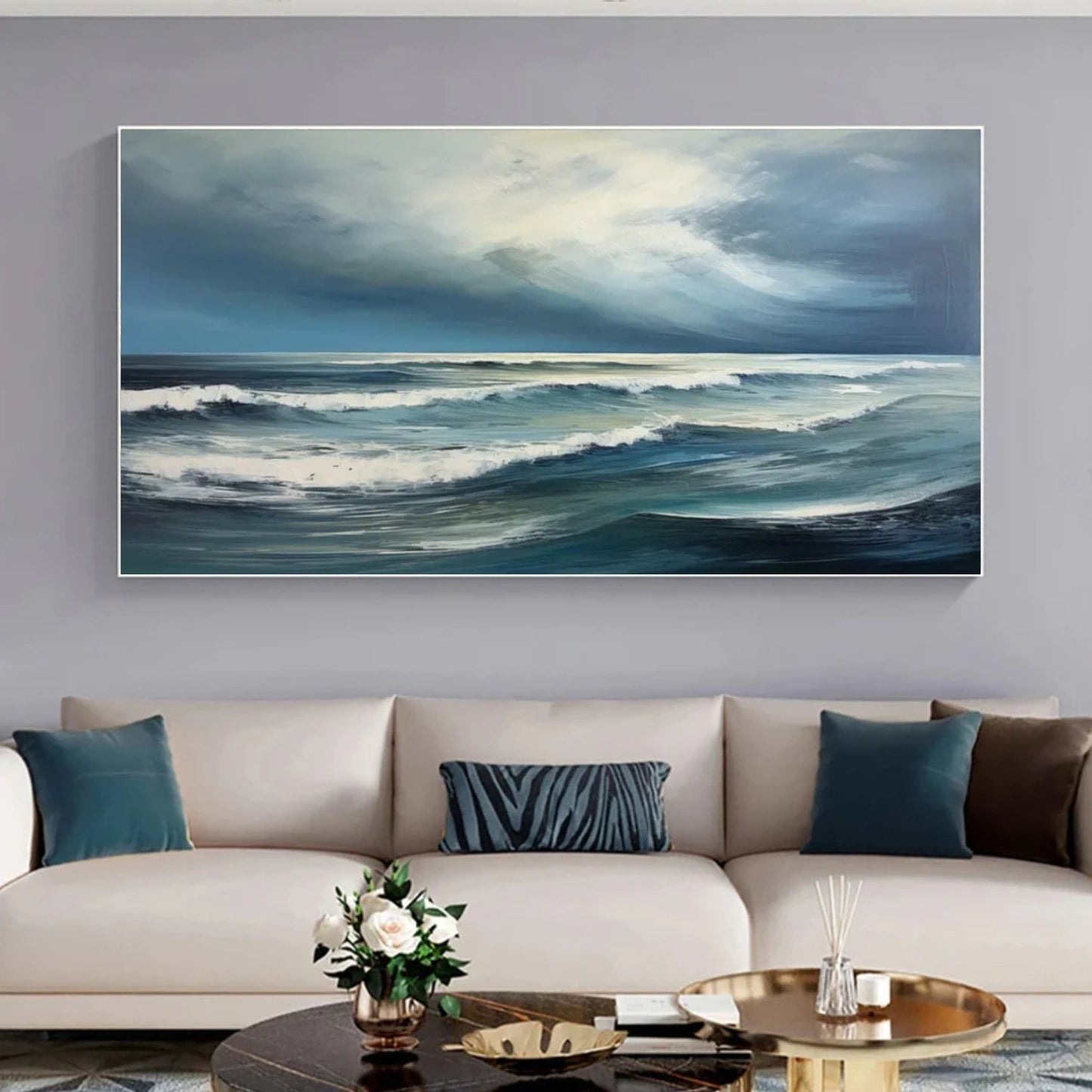 Deep Blue Ocean – Textured Waves Seascape Painting