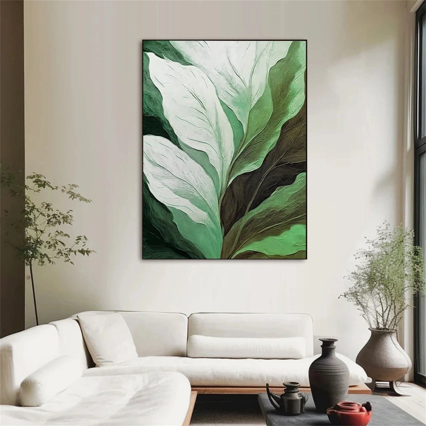 Emerald Flow Green Botanical Painting