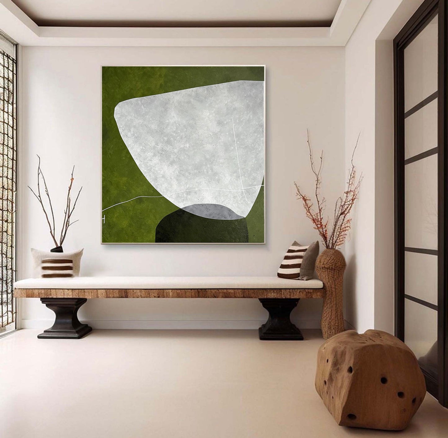 Olive Stillness Abstract Painting