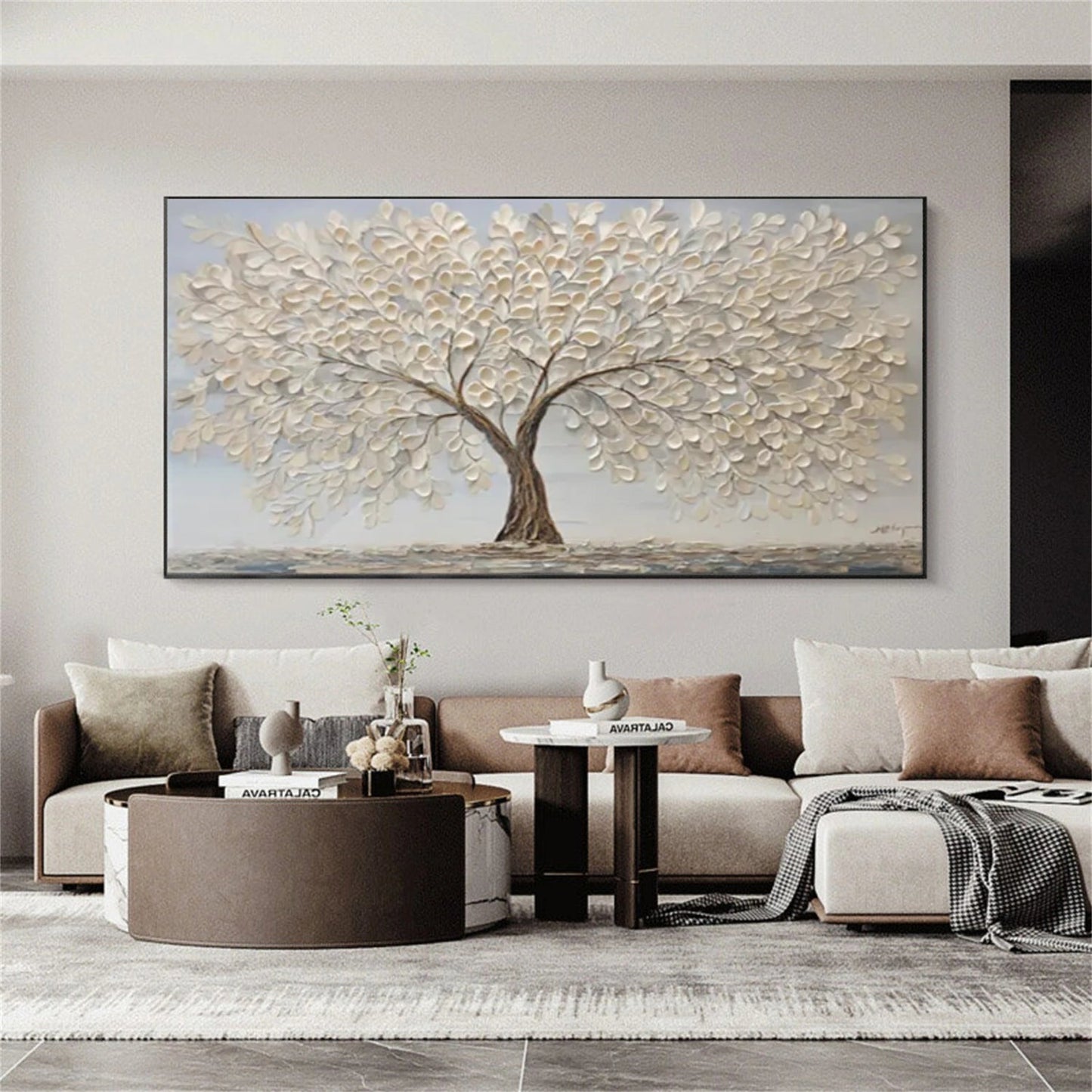 Eternal Ivory Canopy Abstract Painting