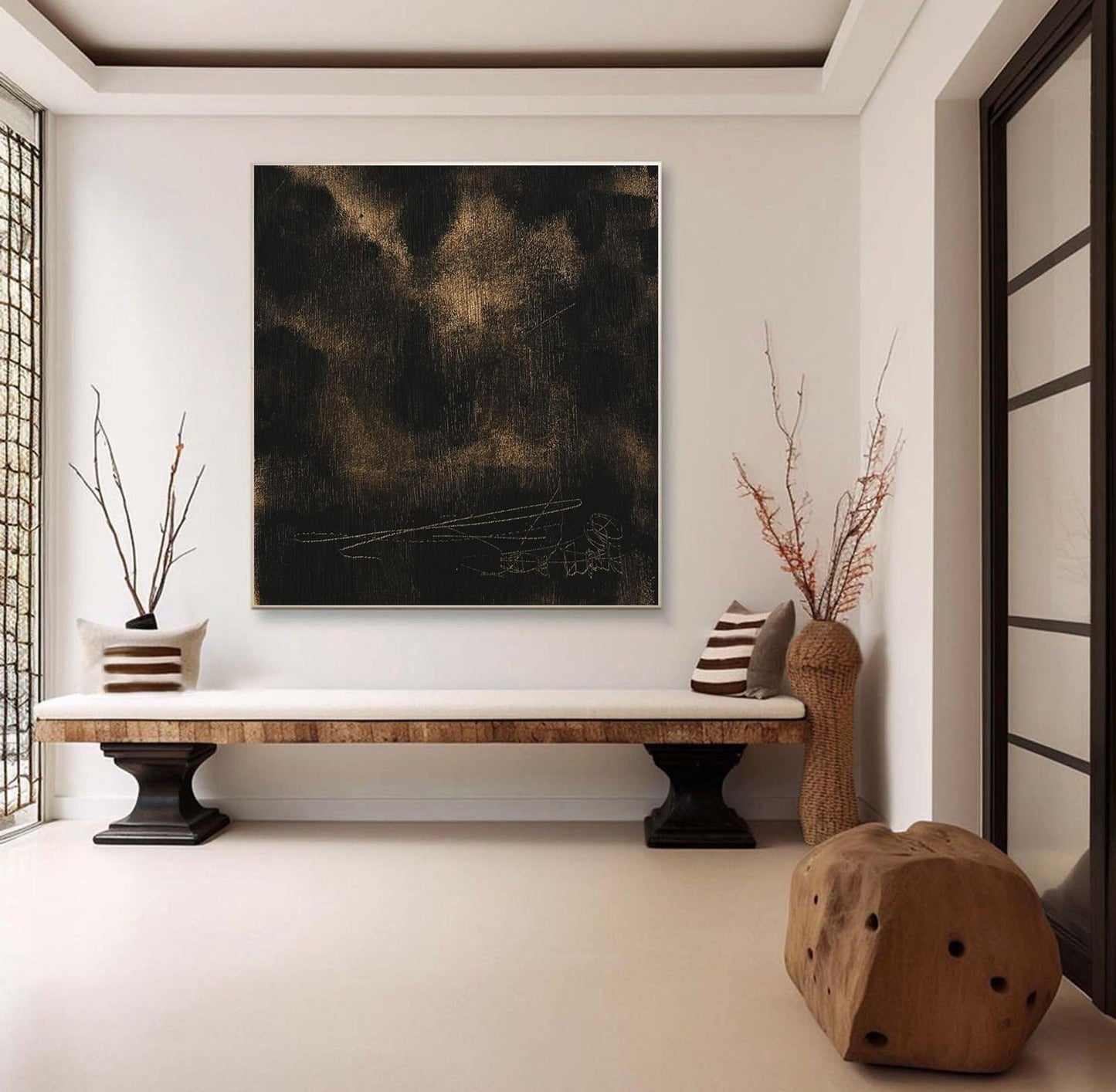 Gilded Nightfall Abstract Painting