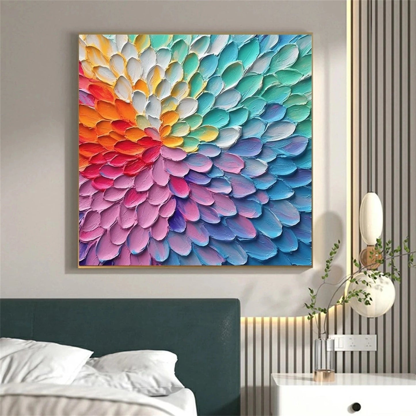 Radiant Petal Spectrum Abstract Painting