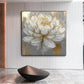 Golden Whisper White Lotus Abstract Painting