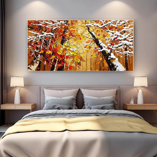 Golden Ember Forest Abstract Painting