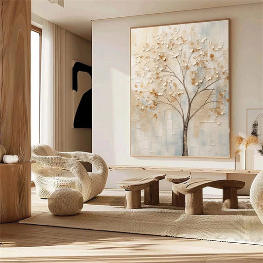 Whispering Ivory Tree Abstract Painting