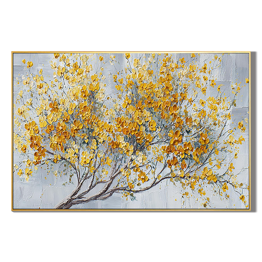 Golden Flourish Floral Painting