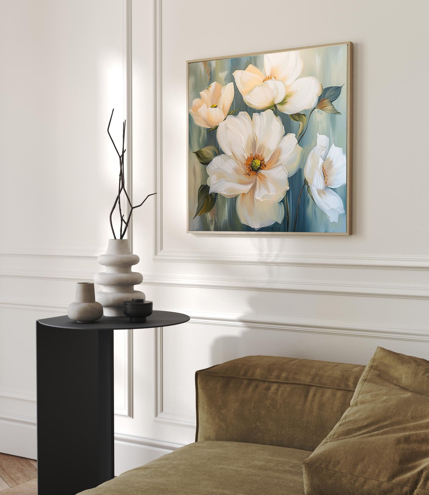 Ivory Bloom Serenity Floral Painting