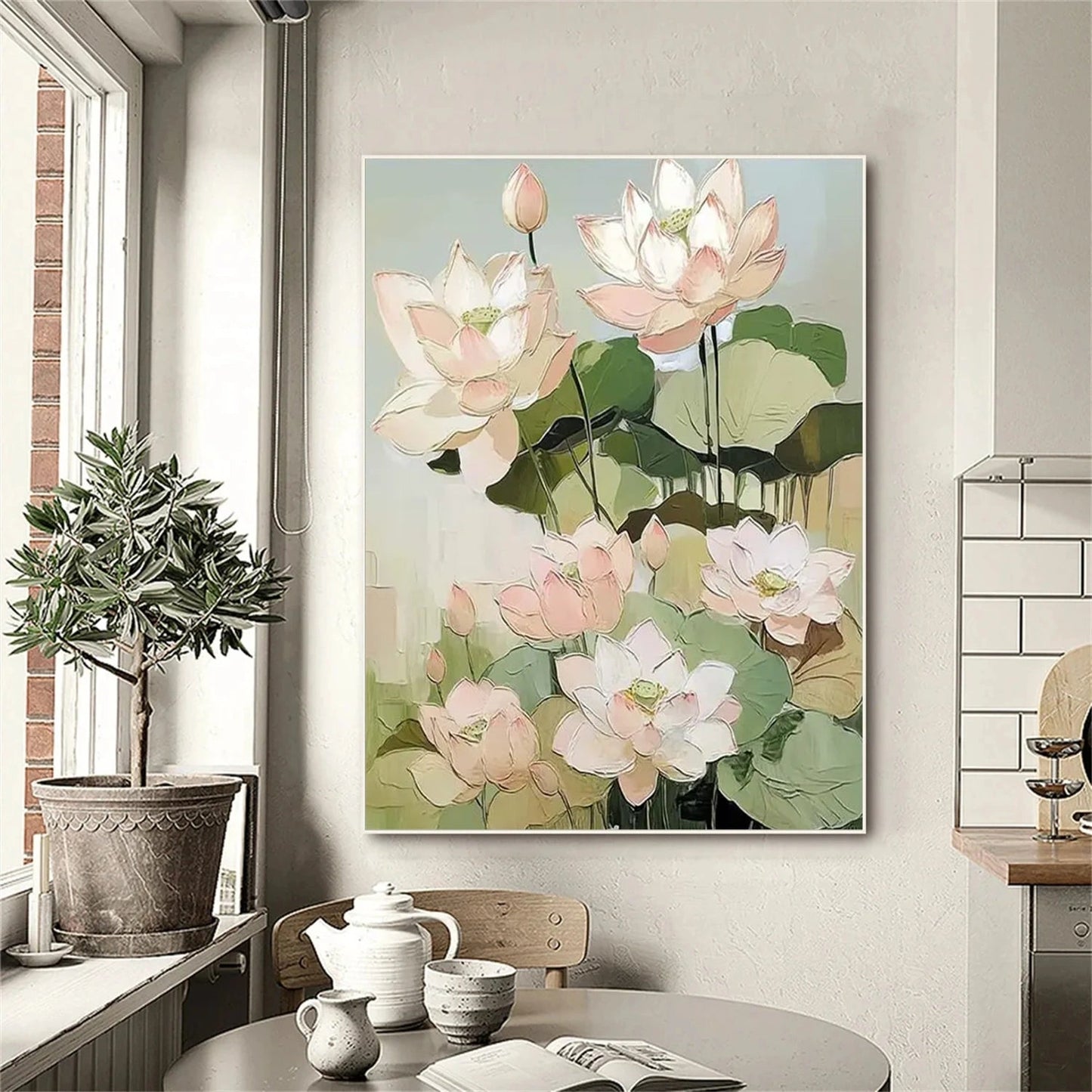 Serene Lotus Bloom Abstract Painting
