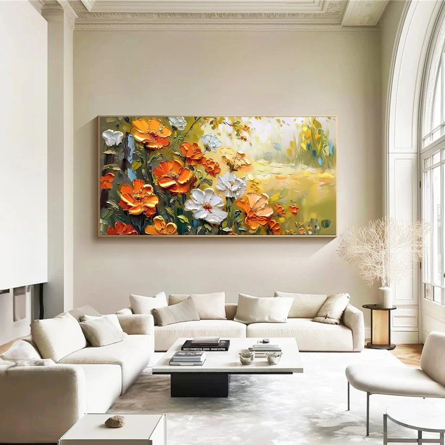 Golden Meadow Bloom Abstract Painting