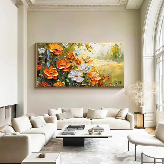 Golden Meadow Bloom Abstract Painting