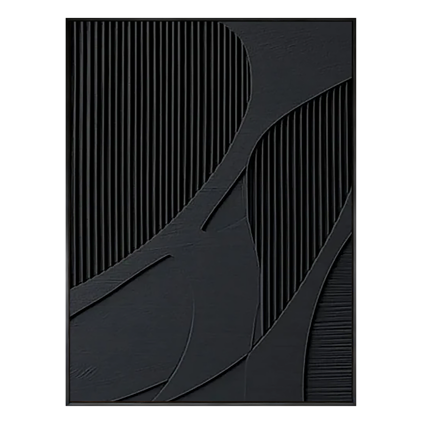 Noir Flow Black Textured Painting
