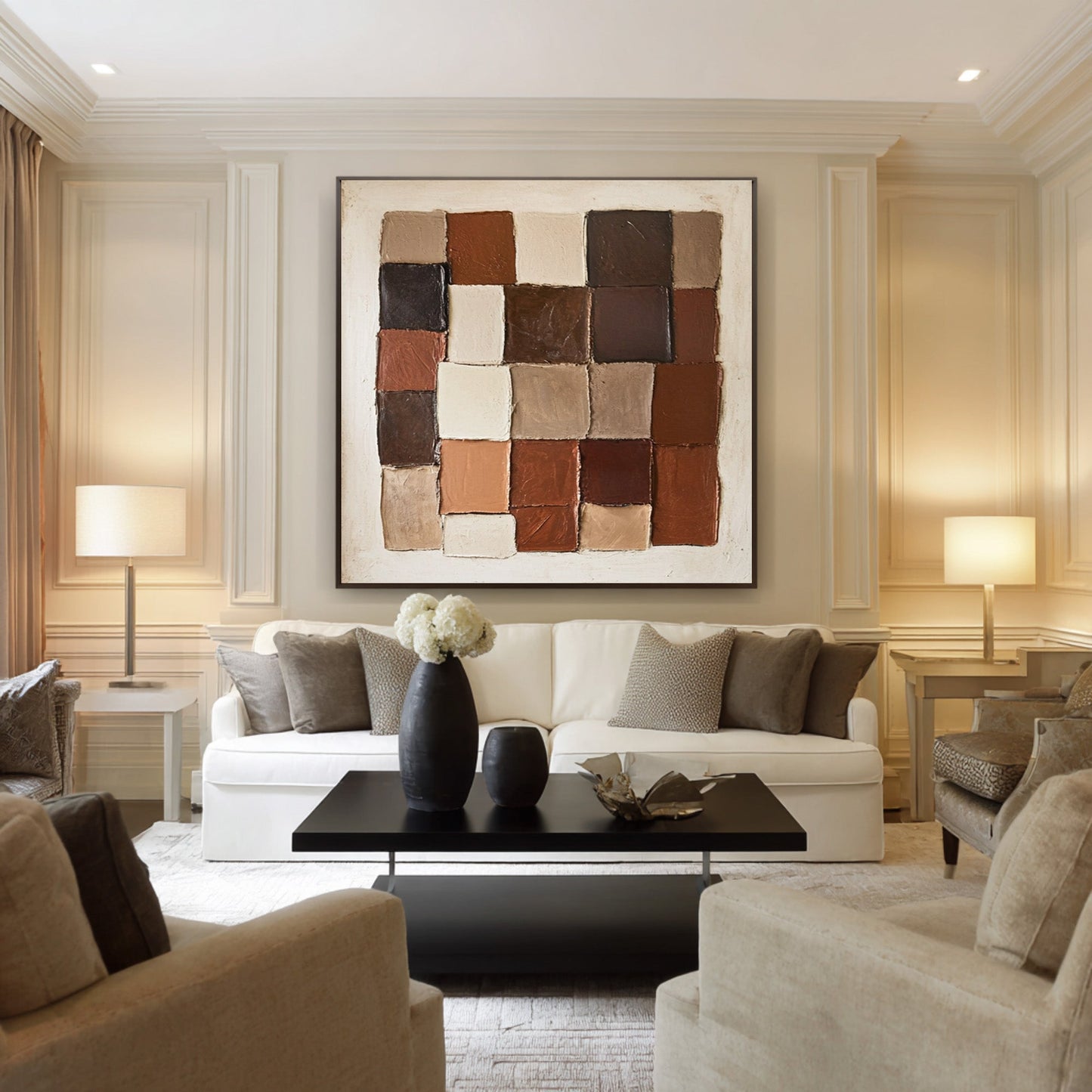 Sienna Mosaic Grid Abstract Painting
