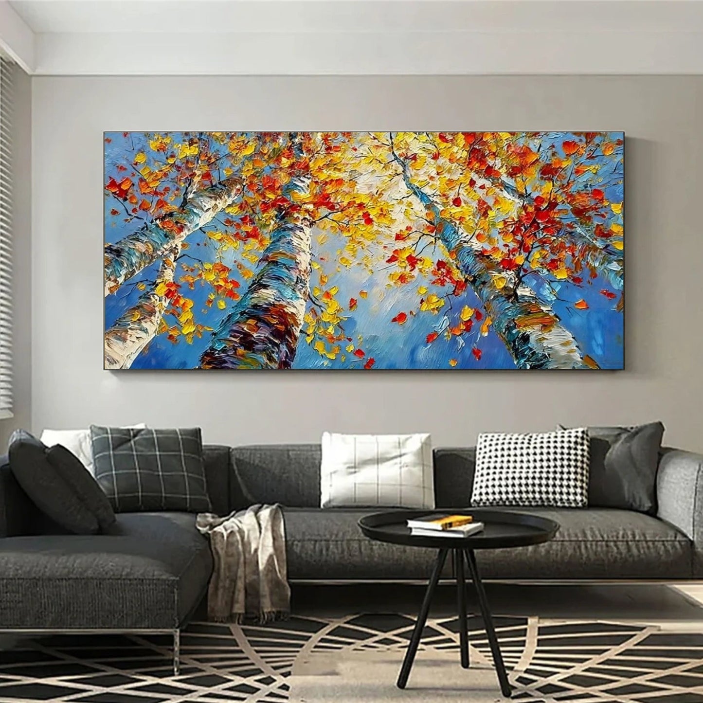 Autumn Canopy Skyward Abstract Painting