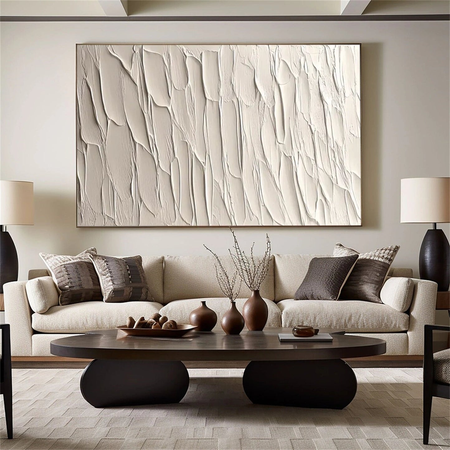Ivory Rhythm Textured Abstract Painting