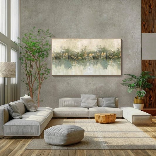 Mist Horizon Green Abstract Painting