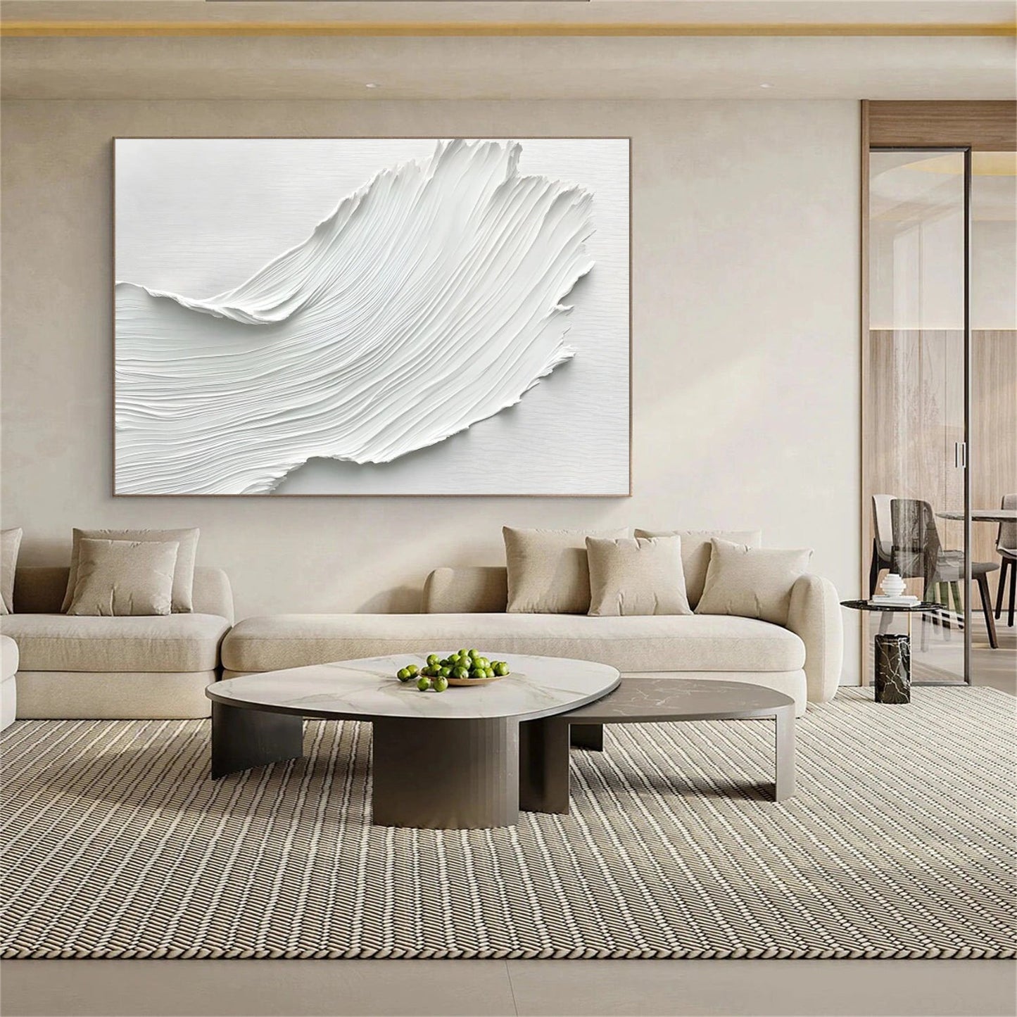 Silent Wave White Textured Abstract Painting