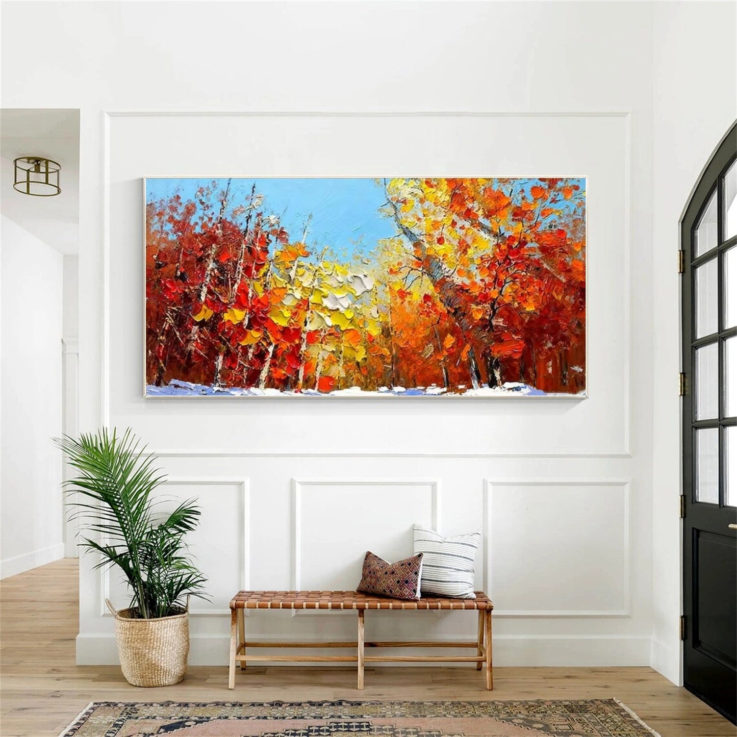 Crimson Pathway Autumn Abstract Painting