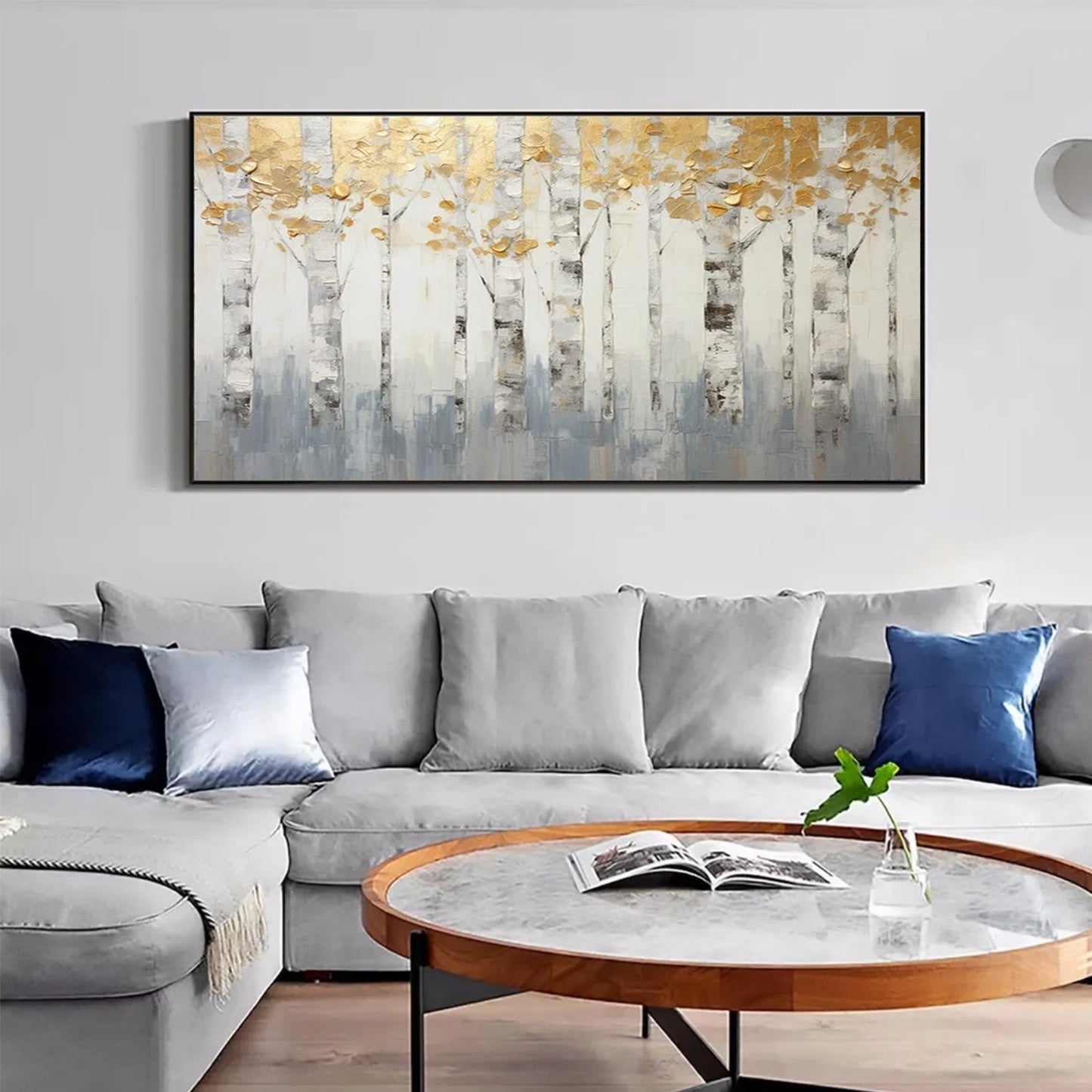 Golden Whisper Birch Forest Painting